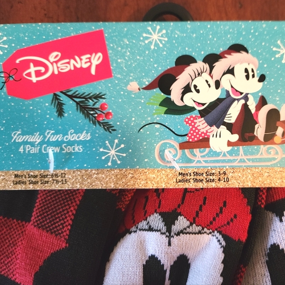 NWT-Disney-Mickey Mouse-Matching Family Pack Christmas Socks-Red & Black-See Pic - Picture 2 of 3